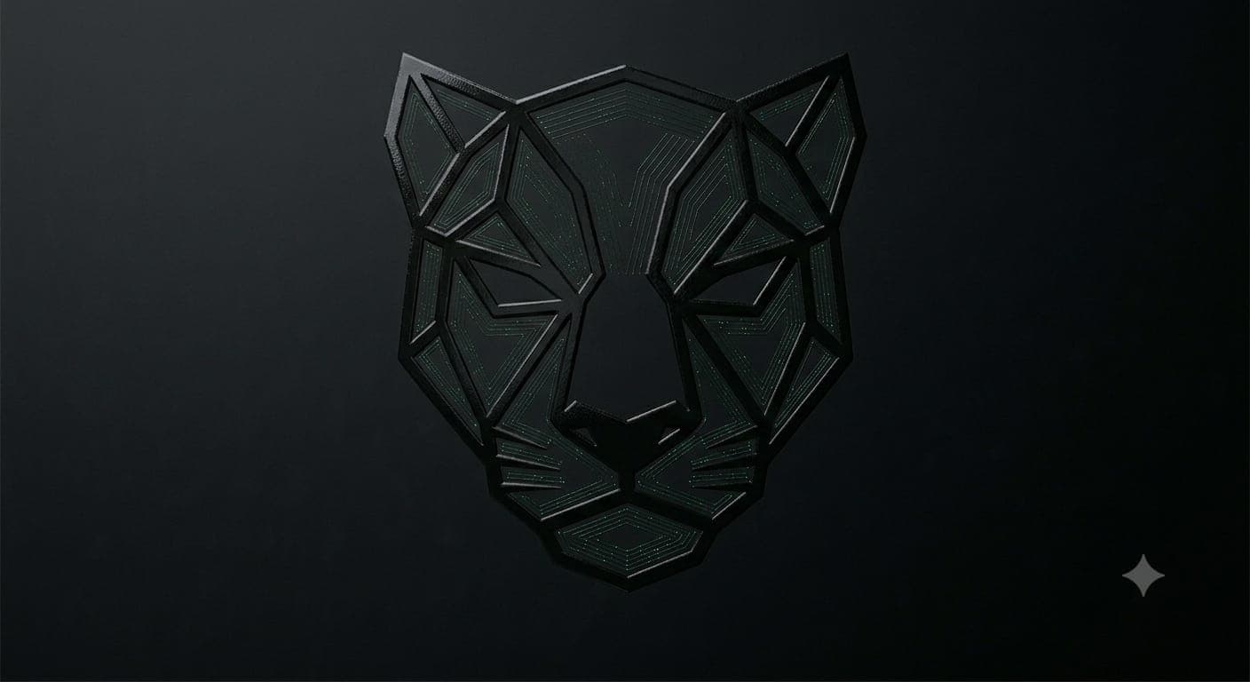Geometrischer Panther — die Bildmarke von Apex Protocol